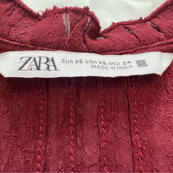 ZARA Rust Ruffled Blouse. XS - Picture 7 of 9